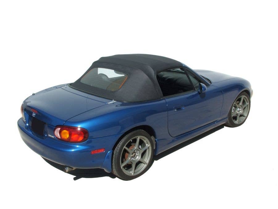 Tan 1990-2005 - Compatible with Mazda Miata Convertible Top with Plastic Window & Attached Rain Rail Pre-Installed 