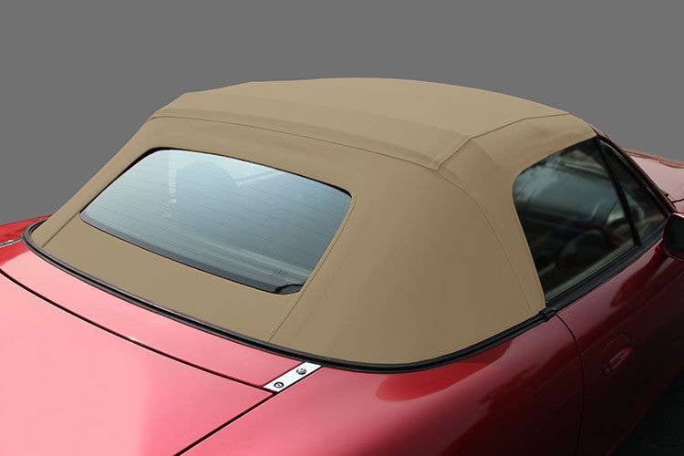 Convertible Soft Top Mazda Miata MX5 1995-2005 Factory Style with Defroster  Glass Window no zipper no rain rail HAARTZ Cabrio 1717 Lt Tan Vinyl