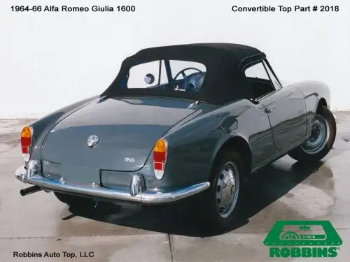 Alfa Giulietta/1600 1964-66 Top, Stayfast 848 Black Canvas, Combo Front & Plastic Window Section